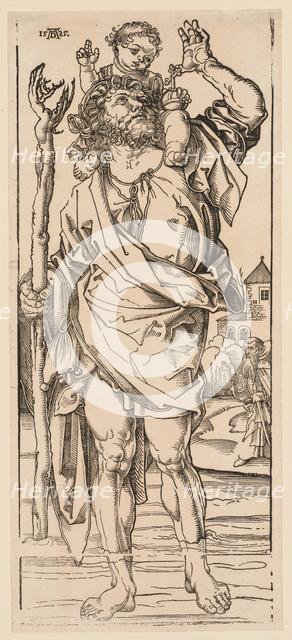 St. Christopher Crossing the Stream, 1528. Creator: Albrecht Dürer (German, 1471-1528).