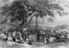 'Runjeet Singh and his Suwarree, or Cavalcade of Seiks', 1838. Creator: George Francis White.