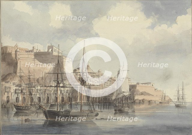 View at Malta, ca. 1849. Artist: Dyce, Charles Andrew (1816-1853)