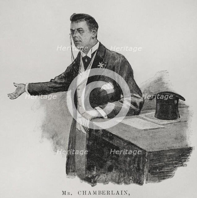 Joseph Chamberlain, British Secretary of State for the Colonies, Birmingham, 12 April 1898.  Creator: Unknown.