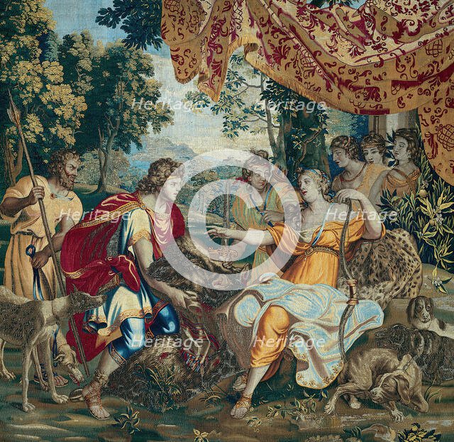 The Offering of the Boar's Head, from The Story of Meleager and Atalanta, Brussels, 1673/86.  Creator: Unknown.