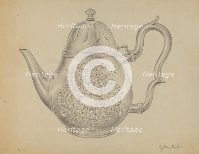Silver Teapot, c. 1936. Creator: Clayton Braun.