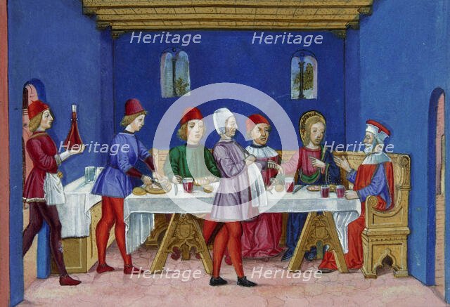 Jesus ask: "Is it lawful to heal on the Sabbath?", Codex of Predis, 1476.  Creator: Cristoforo De Predis.