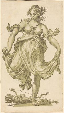 Dancing Nymph with Bow and Arrows, 1752-1754. Creator: John Baptist Jackson.
