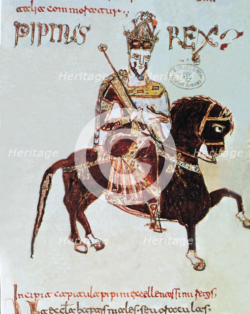 Pepin (777-810), king of Italy, of the miniature 'Chronica' 10th century.