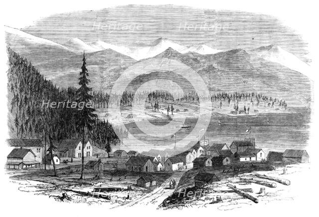 Sketches in British Columbia: the town of Douglas, and Douglas Lake, 1864. Creator: Unknown.
