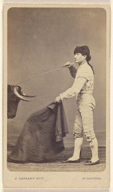 Bullfighter in studio, about 1865. Creator: Juan Laurent.