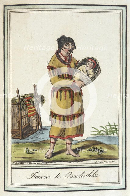 Costumes de Différents Pays, 'Femme de Oonolashka', c1797. Creators: Jacques Grasset de Saint-Sauveur, LF Labrousse.