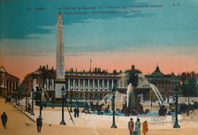 Place de la Concorde - The Fountains and the Luxor Obelisk, Paris, c1920. Artist: Unknown.