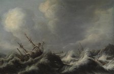 Sailing ships in a storm, c1640-1670. Creator: Anthonie Jansz van der Croos.