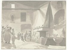 Dining room of the inn in Barletta, 1778. Creator: Louis Ducros.