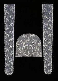Pair of lappets and cap crown, Flanders, 1780s. Creator: Unknown.
