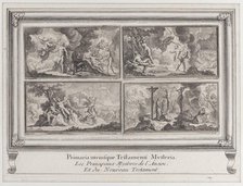 Four Biblical scenes: the main mysteries of the Old and New Testaments (Les principau..., 1680-1728. Creator: Charles-Louis Simonneau.