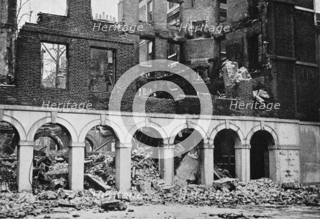 'The Cloisters in the Temple after having been wrecked by fire', 1941. Artist: Unknown.