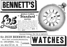 Bennett's world famed "Standard" watch, 1909. Creator: Unknown.