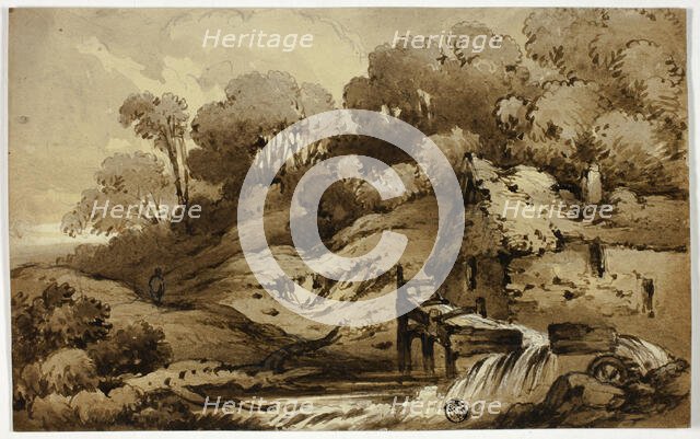Wooded Landscape with Watermill beside Stream, n.d. Creator: James Robertson.