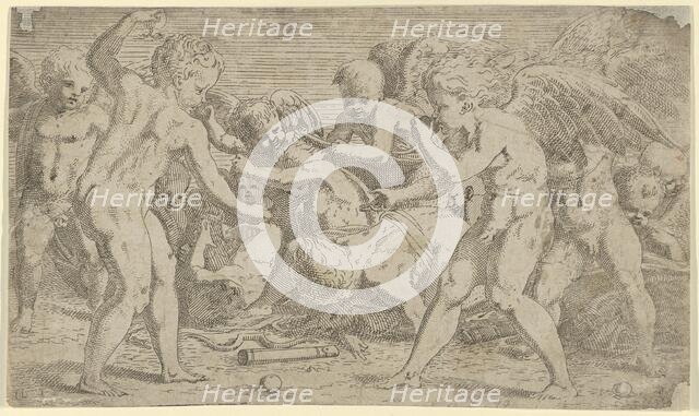 Putti playing, 1540-56. Creator: Leon Davent.