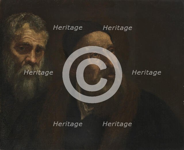 Double portrait of Jacopo Tintoretto (1518-1594) and Titian (1488-1576). Creator: Tintoretto, Domenico (1560-1635).