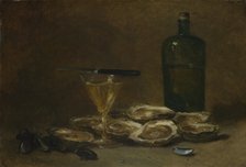 Still Life with Oysters, 1875-1877. Artist: Rousseau, Philippe (1816-1887)
