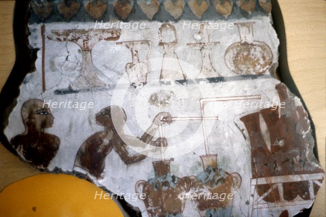 Piece of a fresco from Thebes.