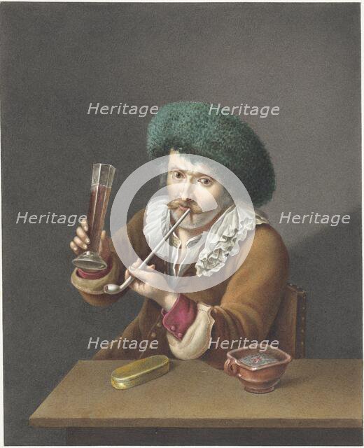 Seated man with glass and pipe, 1799. Creator: Alexander Liernur.