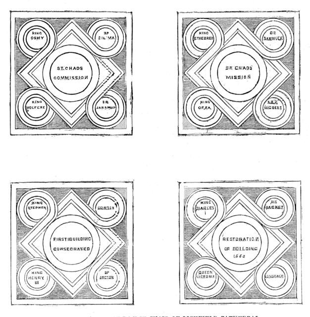 Incised pavement in the choir of Lichfield Cathedral, 1861. Creator: Unknown.