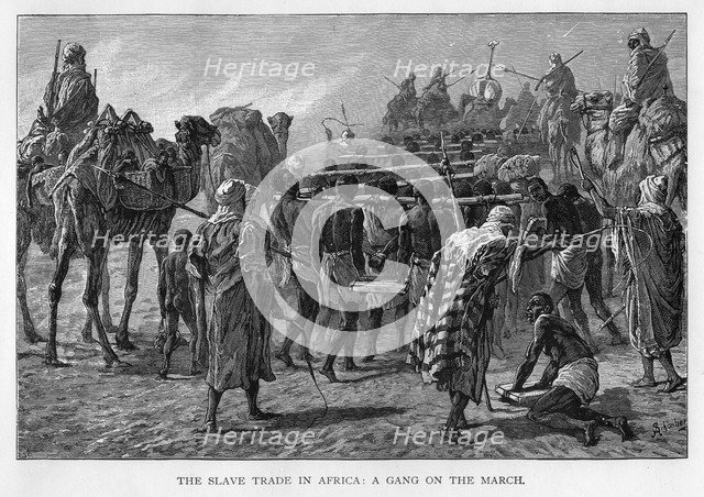 'The slave trade in Africa: a gang on the march', c1875. Artist: Unknown