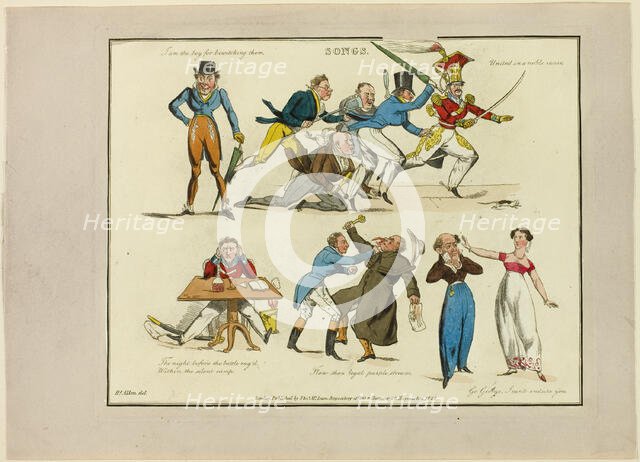 Plate from Illustrations to Popular Songs, 1822. Creator: Henry Thomas Alken.