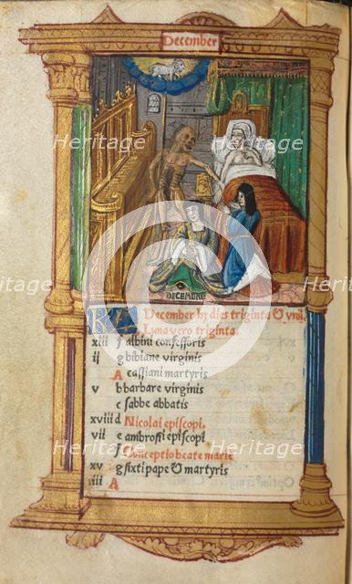 Printed Book of Hours (Use of Rome): fol. 13v, December calendar page , 1510. Creator: Guillaume Le Rouge (French, Paris, active 1493-1517).