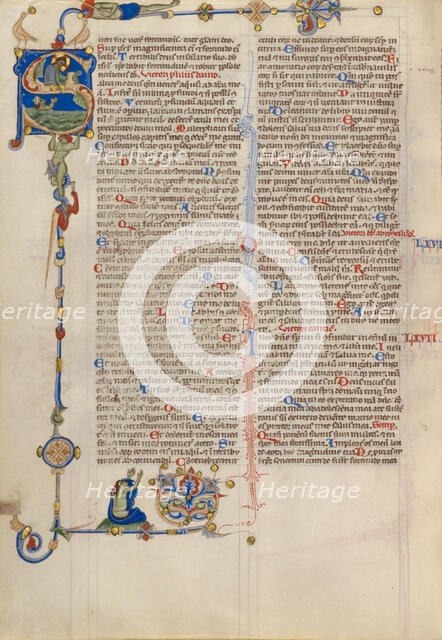 Initial S: David in the Water; Abbey Bible, about 1250-1262. Creator: Unknown.