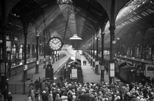 The main engine shed at Liverpool Street Station, London. Artist: Unknown