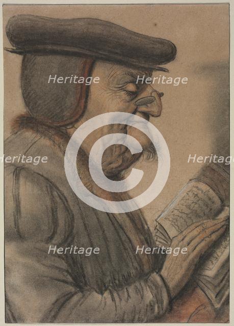 Elderly Man Reading a Book, first half 1600s. Creator: Nicolas Lagneau (French, 1590-1666).