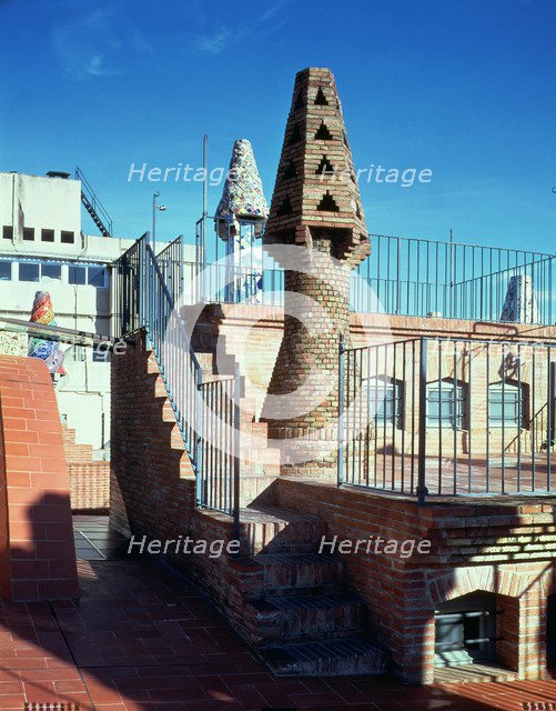Perspective of the chimneys in the west area of the Güell Palace 1886-1890, designed by Antoni Ga…