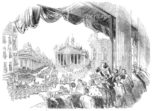 The Procession passing the Mansion House, 1844. Creator: Unknown.