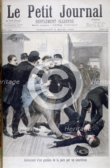 Assassination of a Policeman by an Anarchist, 1895. Artist: Lionel Noel Royer