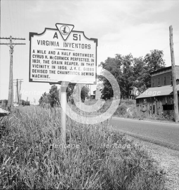 Roadsign at Steele's Tavern, Virginia, 1936. Creator: Dorothea Lange.