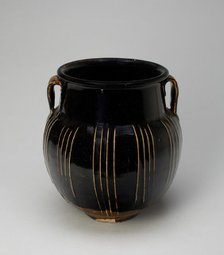 Ovoid Jar with Vertical Ribs and Two-Loop Handles, Northern Song or Jin dynasty, 12th/13th century. Creator: Unknown.