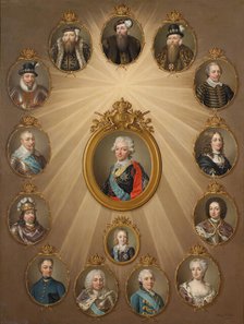 Table of Monarchs from Gustav Vasa to Gustav III, c. 1787 Creator: Ulrika Fredrika Pasch.