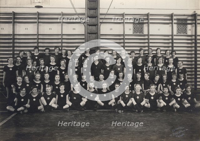 Physical education class at school, Sweden, 1927. Artist: Otto Ohm