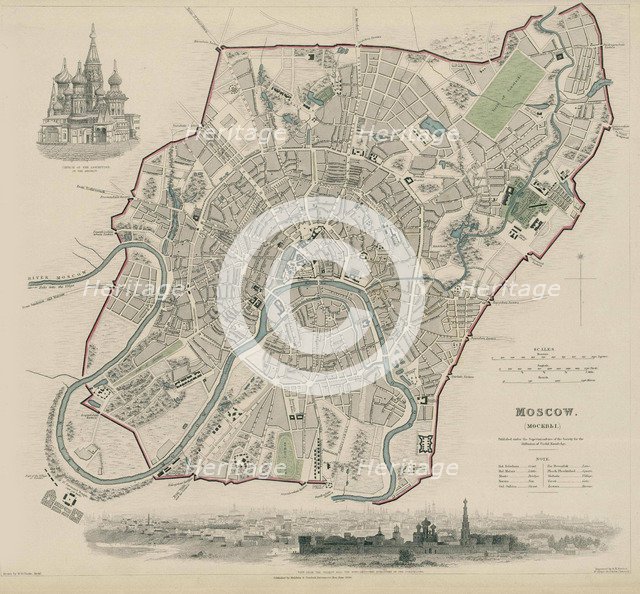 Map of Moscow, 1836. Artist: Clarke, W.B. (active c. 1836)