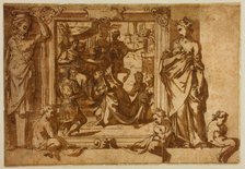 Woman Kneeling Before a Ruler, 1566-67. Creator: Federico Zuccaro.