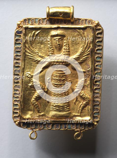 Daedalic Pendant with Potnia Theron (Mistress of Animals), 650-600 BC. Creator: Unknown.