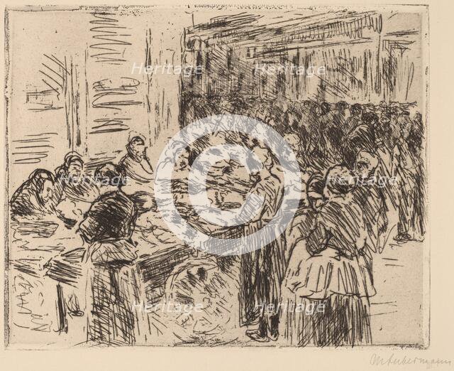 From the Jewish Quarter in Amsterdam: Fishmarket on the Street Corner, 1908. Creator: Max Liebermann.