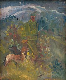 Hunter with Two Dogs, 1940-1944. Creator: Arnold Peter Weisz-Kubincan.