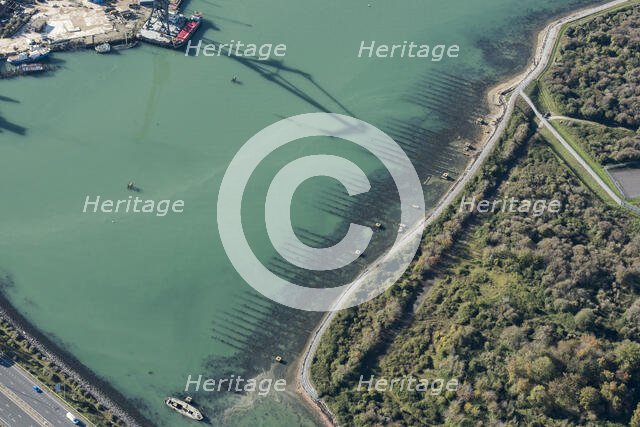 Second World War D Day landing craft slipways at Horsea Island, Portsmouth, Hampshire, 2020. Creator: Damian Grady.