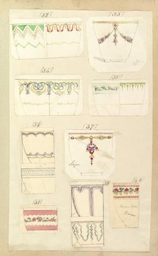 Fourteen Designs for Decorated Cups, including "Camden", Sevigne" and "Persian"..., 1852. Creator: Alfred Crowquill.