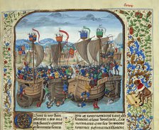 The Battle of Sluys on 24 June 1340, ca 1470-1475. Creator: Liédet, Loyset (1420-1479).