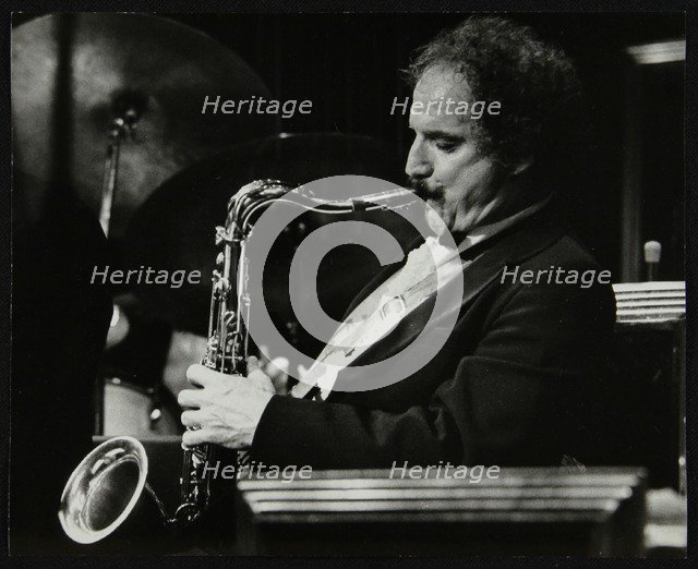 Saxophonist Frank Tiberi performing at the Forum Theatre, Hatfield, Hertfordshire, 1983. Artist: Denis Williams