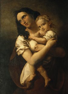 Portrait of the composer Fanny Hensel née Mendelssohn (1805-1847) with Son Sebastian, 1833-1834.