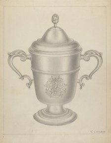 Silver Cup with Cover, c. 1937. Creator: Vincent Carano.